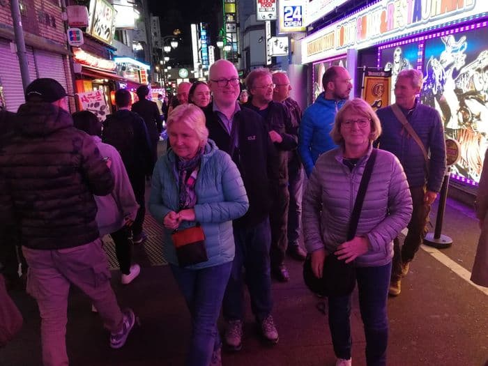 Group picture by night