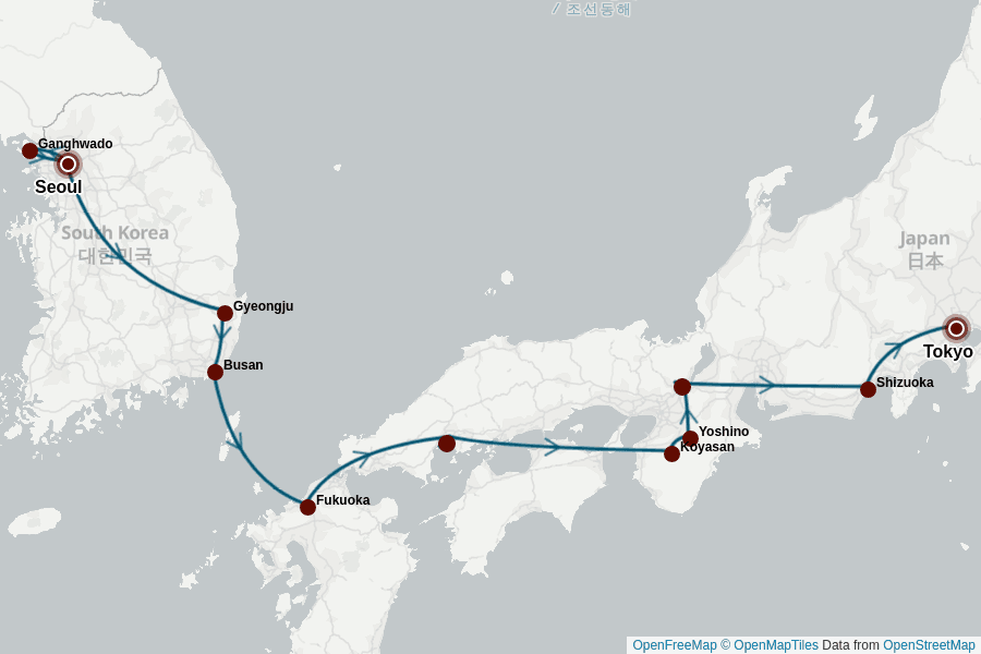 Itinerary Map image for Japan & Korea: Kontraste und Parallelen