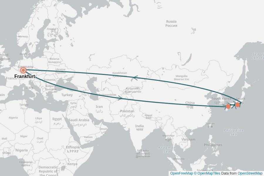Itinerary Map image for 2 Wochen Japan: Fukuoka bis Tokio