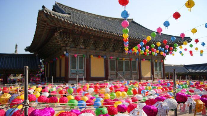 Lanterns at Bulguksa temple, Gyeongju, South Korea